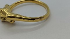HERMES Double Horse Gold Toned Bangle Bracelet