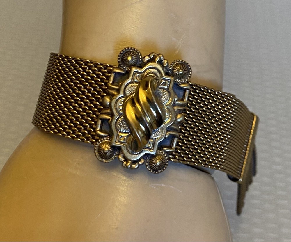 Victorian Revival Mesh Slide Tassel Fringe Bracelet Adjustable Clasp Fits All