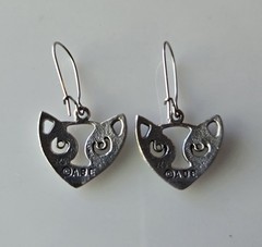Vintage Sterling Silver Modernist Cat Earrings