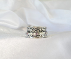 Vintage Sterling Silver 925 Natural Amethyst Spin Spinning Vine Ring 9.5