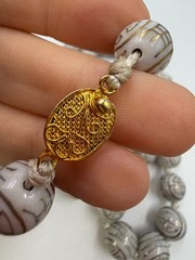 Vintage Necklace Chinese Export White Round Beads Box Clasp 12mm