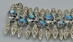 Vintage Francois Bracelet & Clip Earrings Set Silver Tone Blue Iridescent Stones