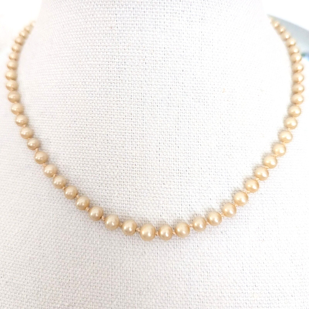 Glass Pearl Choker Necklace Knotted Rope Vintage Dainty Prom Wedding Jewelry