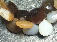 Vintage Faceted Tear Drop Gemstone Bead Necklace: Moonstone, Citrine & Topaz