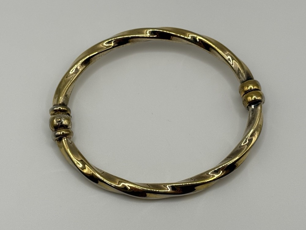 Vtg Vermeil Sterling Silver Twist Bangle Bracelet 6.25”