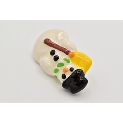 Flying Colors Vintage Snowman Pin Brooch Christmas Holiday Ceramic Signed BinAH