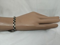 Art Deco Vintage Clear And Black Rhinestone Chain Bracelet