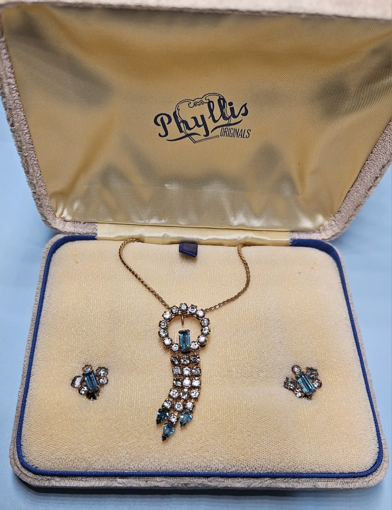 Phyllis Originals Pendant Brooch Earrings Set with Original Presentation Box
