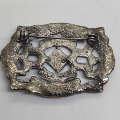 Vintage Antiqued Silver Tone Buckle Style Brooch