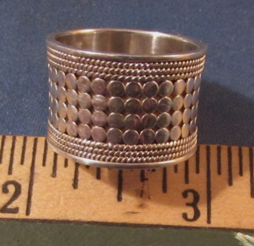 VINTAGE SIGNED ANNA BECK WIDE STERLING SILVER RING SIZE 9