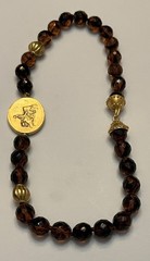 JADED Jewels NY Signed Etruscan Roman Coin Revival Glass Beaded Pendant Necklace