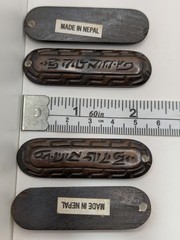 2 TIBETAN BUDDHIST MANTRA Design Dark Brown Hand Carved Himalayan Amulet Pendant