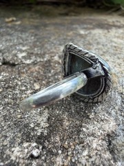 Green Brown Jasper Ring 6.5 Sterling Silver Twisted Rope Boho Southwestern