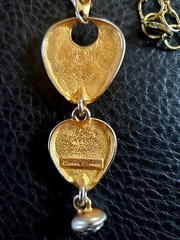 Casual Corner Gold and Black Rhinestone Dressy Pendant Necklace