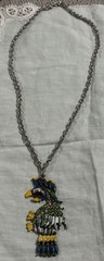 VTG Tropical Parrot Bird Pendant Necklace Large Colorful Statement Maximalist
