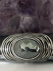 Vintage PZ or PAZ Hematite and .925 Modernist Textured Multi Band Ring size 8.75
