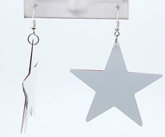 simple double white & red color Star metal Large Drop Dangle fashion earrings