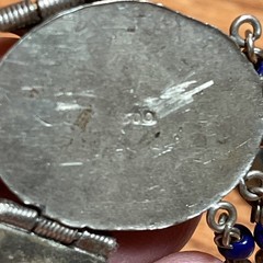 Vintage Antique 800 Silver Lapis 18 In Necklace with Inset Stone