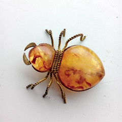 Vintage Soviet spider brooch. Amber-honey color. Made in the USSR.