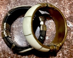 Vintage Bracelet Set Bone/horn. Brass/metal. Boho/ornate Has pin Closure. Nice