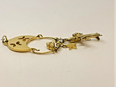 Vintage MONET Charm Holder Gold Tone Pendant w/ Air Plane Charm Retro 70’s 80’s
