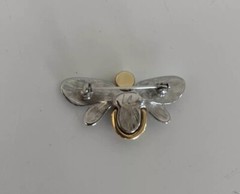 Lauren Conrad Bumble Bee Brooch Pin Signed LC Silver Gold Tone w/ Black Enamel