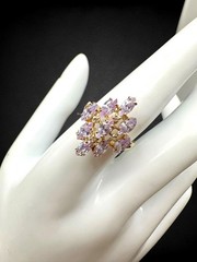 Vintage Pale Tanzanite Diamond 10kt Yellow Gold Cocktail Ring Sz 8 3.58g LGL