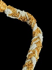 Eisenberg Hedgehog Braided Chain Necklace Gold Tone White Enamel