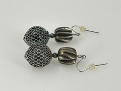 Vintage Silver Mesh Drop Earrings 2 Inch Dangle Unique Design