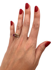 VICTORIAN ANTIQUE 10K SOLID GOLD FLIP RING S6.25 SYNTHETIC RED RUBY FAUX DIAMOND