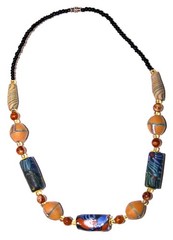 Antique Glass Bead Necklace Bicone King Glass Beads – 32in