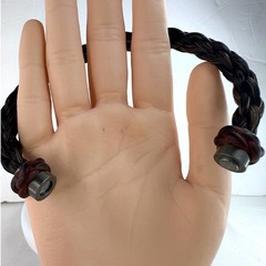 Authentic Hermes Circular Braided Leather Horsehair Bracelet Brown Vintage