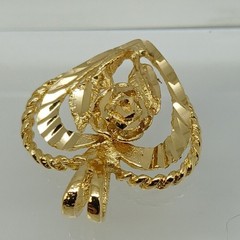 Karatbond Vintage Gold Heart Rose Pendant Diamond Cut Rope Edge Made in USA Y2K