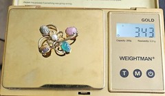 D’Abros 12K Gold Filled Brooch Pearl & Carved Scarab Stones Egyptian Revival