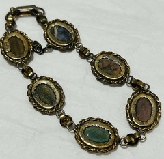 Vintage Sorrento 1/20 12k Gold-Filled Carved Stone Oval Link Bracelet Agate More