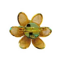 Vtg Metal Mesh Flower Gold Tone Brooch Pin 1.75″ Signed AAi