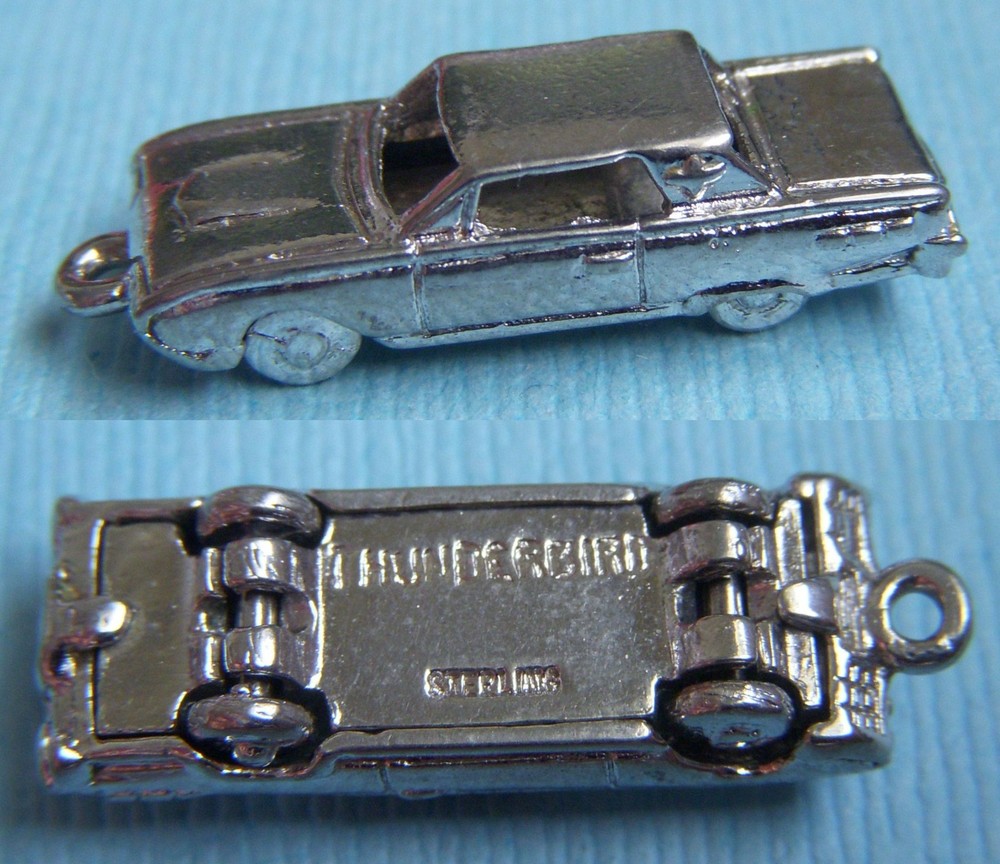Vintage movable Ford Thunderbird automobile car sterling charm