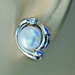 Original Elegant Pearl DIAMOND European Earrings Deco Design Syle Studs 14K GOLD