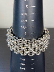 Vintage Cathé Cathe Chunky Silver Tone Heavy Brutalist Ball & Chain Bracelet