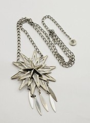 Lisner STAR Pendant Necklace Silver Tone Dangle in Art Deco 26 in