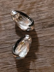 Silvertone Huggie Vintage Enamel Earrings Post Back Pierced Jewelry