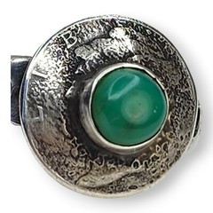 Vintage Artisan Sterling Silver 925 Mercury Head Dime Chrysocolla Ring SZ 11