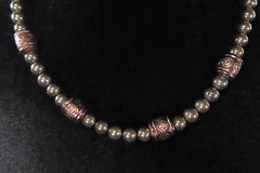 Vintage Silver and Copper Tone Metal Bead Necklace 18″