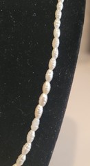 Vintage Faux Rice Pearl Necklace – 22″ Mid Century Summer Strand – Ivory White C