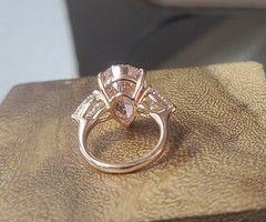 14k Rose Gold Engagement Ring 10.77ct Lab Grown Pink Diamond Pear Shape IGI