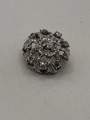 Antique 14K Two Gold Diamond Cluster (2.4c) Brooch Pin Art Deco Style Wght: 9.6g