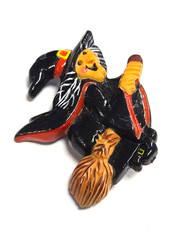 Vintage 70’s Hallmark Cards Halloween Witch Riding A Broomstick Pin / Brooch