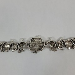 Vintage Pewter Noah’s Ark Animal Silver Tone 7.6″ Slide Clasp Bracelet