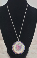 Antique French Guilloche 935 Sterling Silver Enamel Floral Locket Pendant