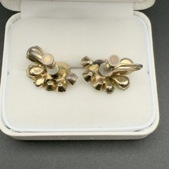 Vintage Multicolor Fruit Salad Rhinestone Cluster Gold Tone Screwback Earrings